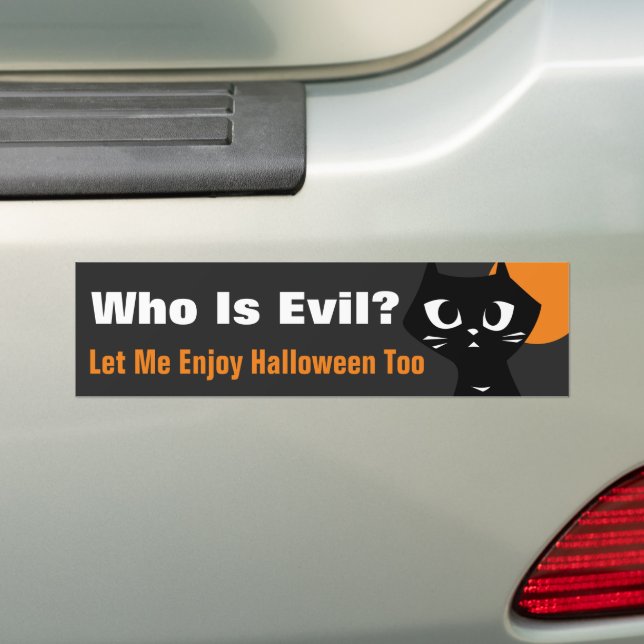 Black Cat Halloween Bumper Sticker Bildekal (På Bil)