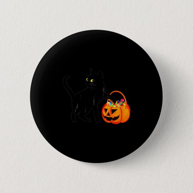 Black Cat Halloween Candy Pumpkin Bag Sweet Lollip Knapp (Framsida)