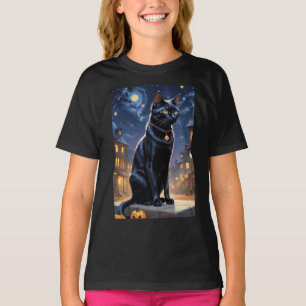Black Cat Halloween Cat Lovers Night Cat Van Gogh T Shirt