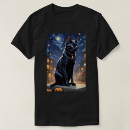 Black Cat Halloween Cat Lovers Night Cat Van Gogh T Shirt