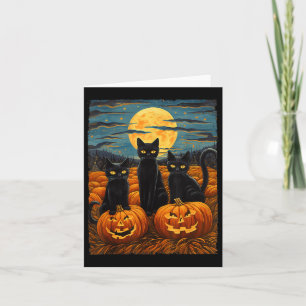 Black Cat Halloween Cat Lovers Starry Night Cat Va Kort