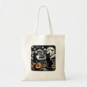 Black Cat Halloween Cat Lovers Starry Night Cat Va Tygkasse