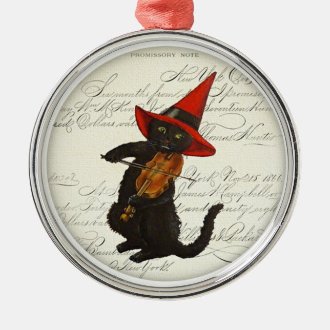 Black Cat Halloween Ceramic Ornament (Framsidan)