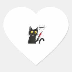 Black Cat Halloween Costume What Funny Cat Lover Hjärtformat Klistermärke