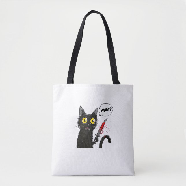 Black Cat Halloween Costume What Funny Cat Lover Tygkasse (Framsida)