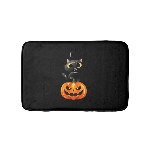 Black Cat Halloween Design Design - Spooky Pumpkin Badrumsmatta (Framsidan)
