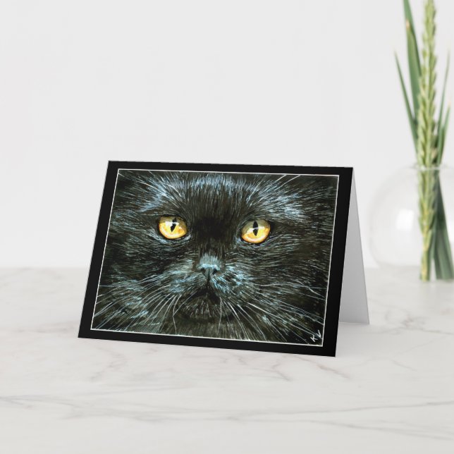 Black Cat Halloween eller Note Card Kort (Framsida)