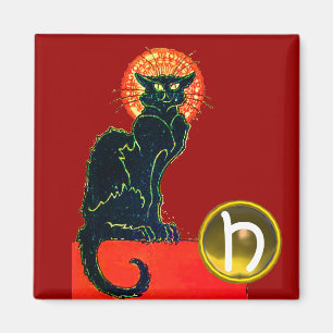 BLACK CAT HALLOWEEN FEST GEM MONOGRAM MAGNET