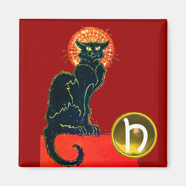 BLACK CAT HALLOWEEN FEST GEM MONOGRAM MAGNET (Framsidan)