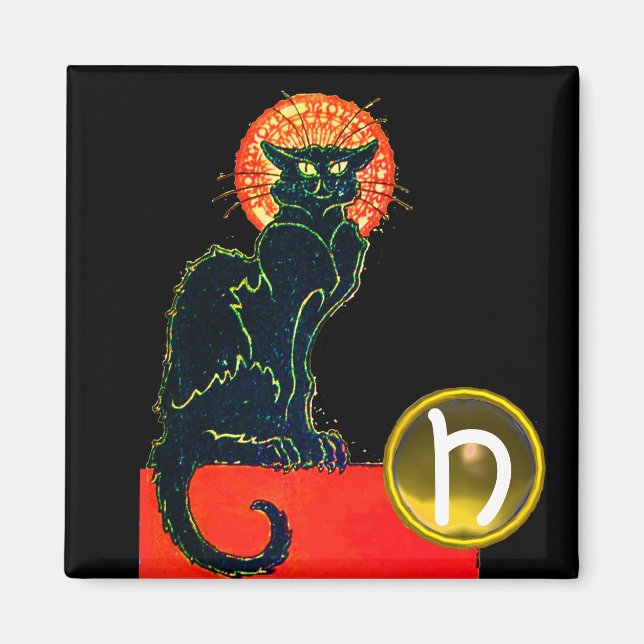 BLACK CAT HALLOWEEN FEST GEM MONOGRAM MAGNET (Framsidan)