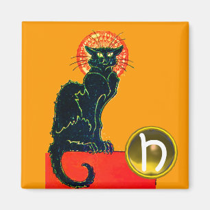 BLACK CAT HALLOWEEN FEST GEM MONOGRAM MAGNET