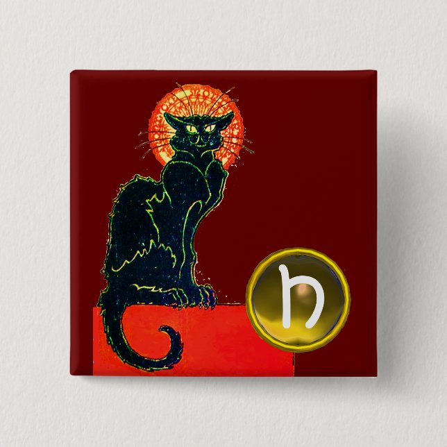 BLACK CAT HALLOWEEN FEST MONOGRAM KNAPP (Framsida)