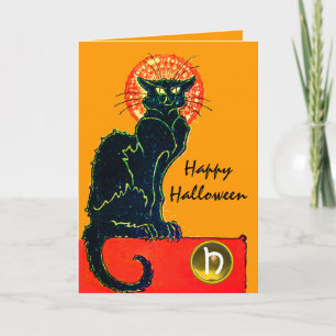 BLACK CAT HALLOWEEN FEST MONOGRAM KORT