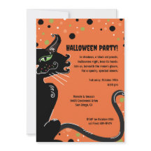 Black Cat Halloween fest Spooky Whimsical Orange