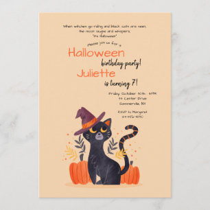 Black Cat Halloween-Födelsedagsfest Inbjudningar