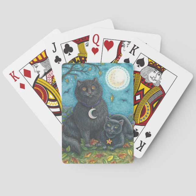 BLACK CAT HALLOWEEN FOLK ART PLAYDS CARDS CASINOKORT (Baksidan)