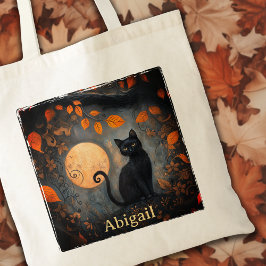 Black Cat Halloween Full Moon Art nouveau Tygkasse