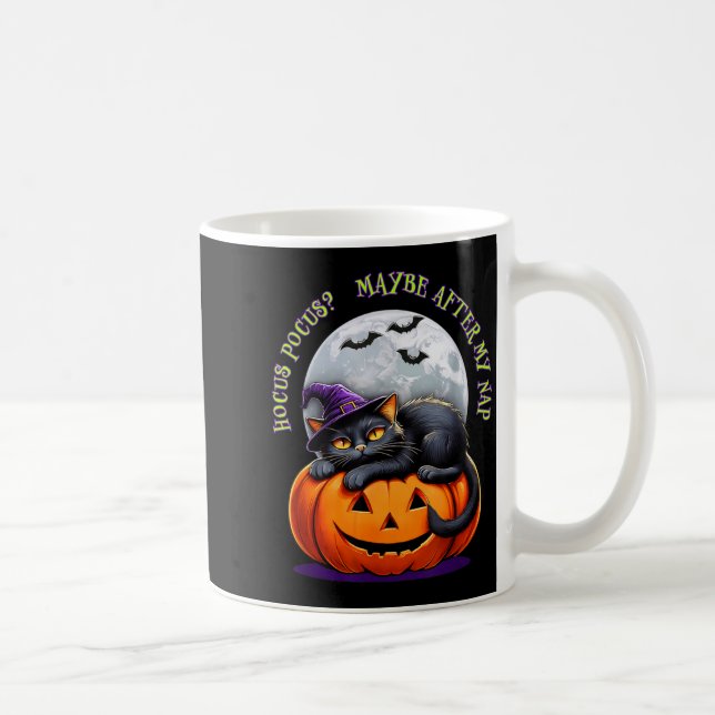 Black Cat Halloween Funny Pumpkin Costume Gift  Kaffemugg (Höger)
