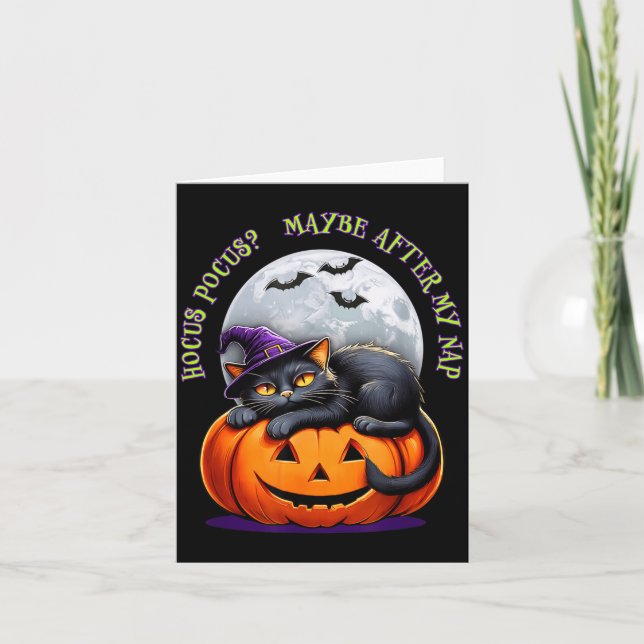 Black Cat Halloween Funny Pumpkin Costume Gift  Kort (Framsida)