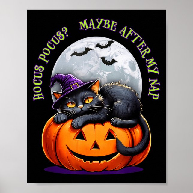 Black Cat Halloween Funny Pumpkin Costume Gift  Poster (Framsidan)