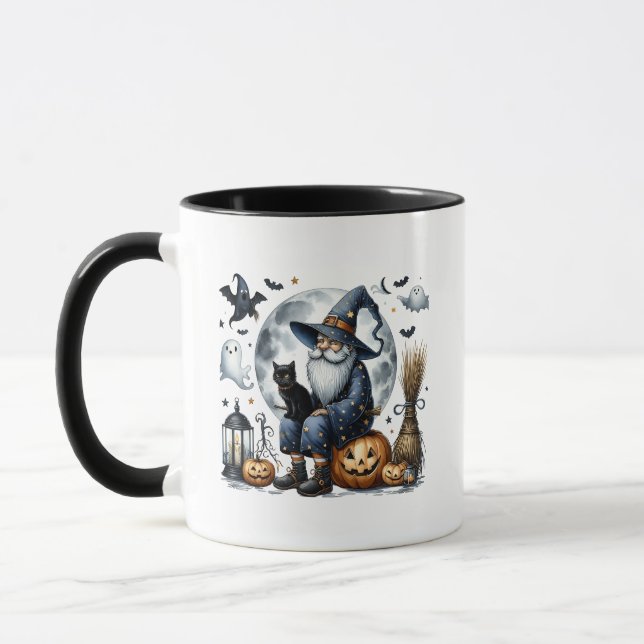 Black Cat Halloween Gnome Mugg (Vänster)