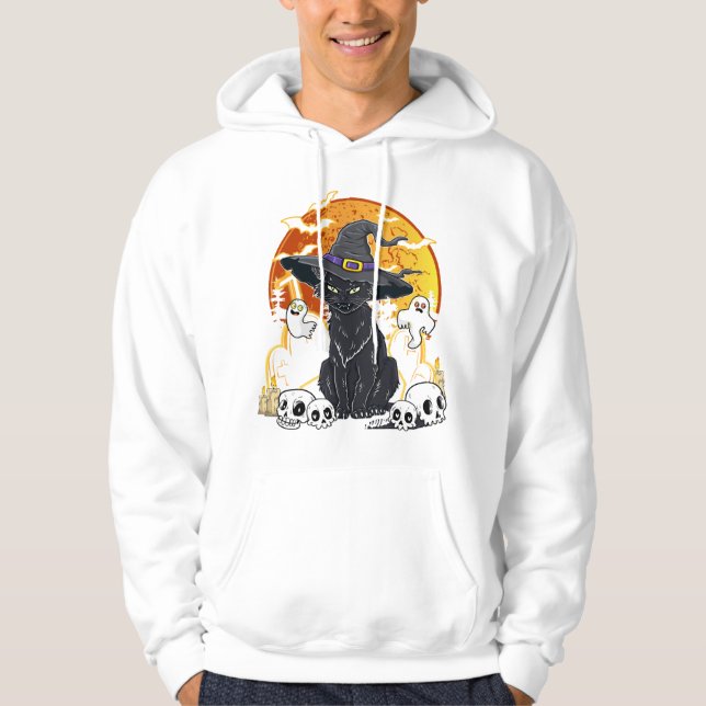 Black Cat Halloween Hoodie (Framsida)