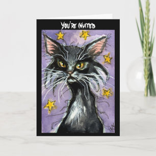 Black Cat Halloween-inbjudan eller hälsningskort Inbjudan