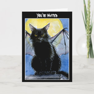 Black Cat Halloween-inbjudan eller hälsningskort Inbjudan
