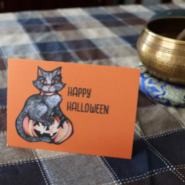 Black Cat Halloween Jack o lantern Kort
