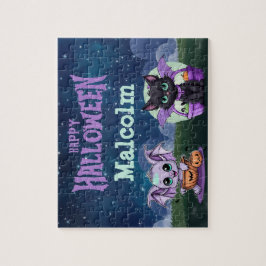 Black Cat Halloween Kid Puzzle Pussel