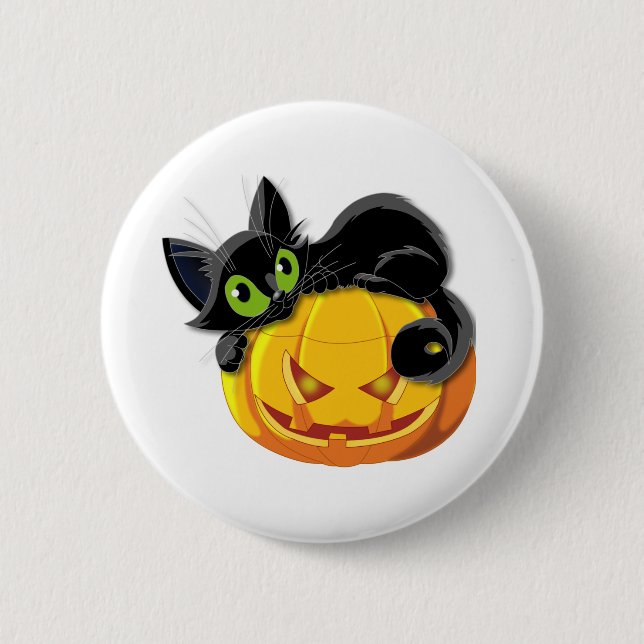 Black cat Halloween Kitten Clip art art Knapp (Framsida)