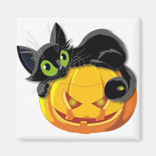 Black cat Halloween Kitten Clip art art Magnet