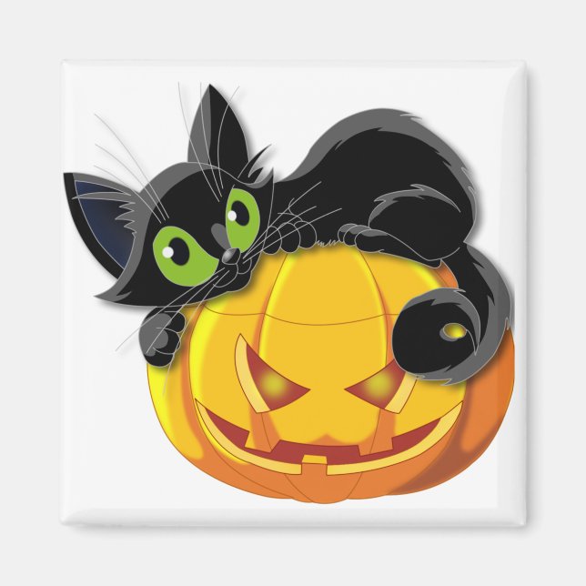 Black cat Halloween Kitten Clip art art Magnet (Framsidan)
