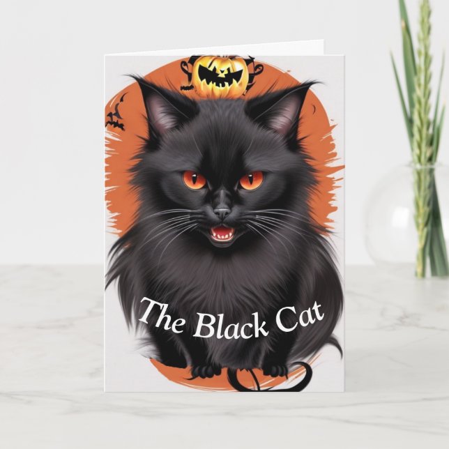 Black Cat Halloween-kort Helgkort (Framsida)