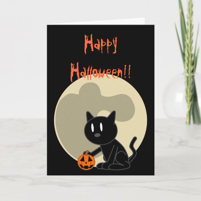 Black Cat Halloween-kort Kort (Framsida)