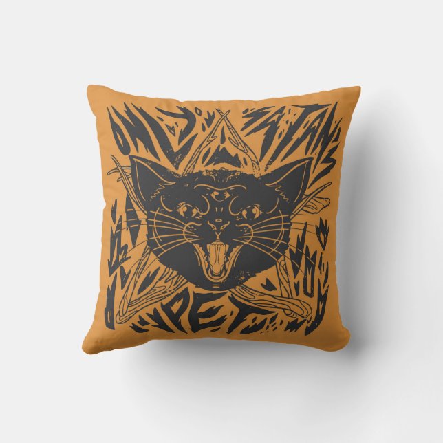 Black Cat Halloween Kudde (Baksida)