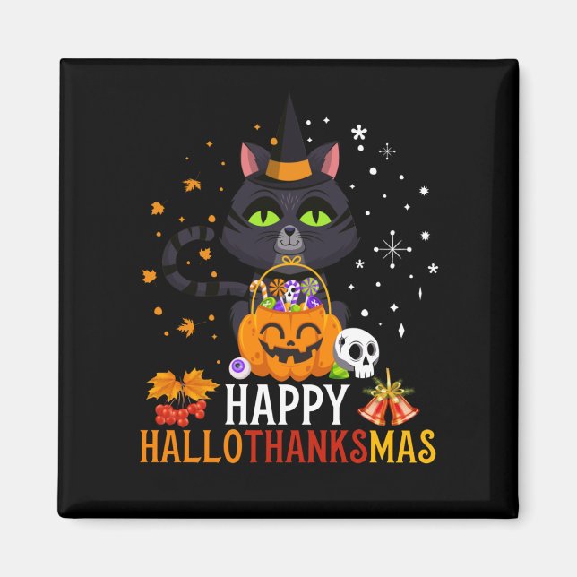 Black Cat Halloween och God jul Magnet (Framsidan)