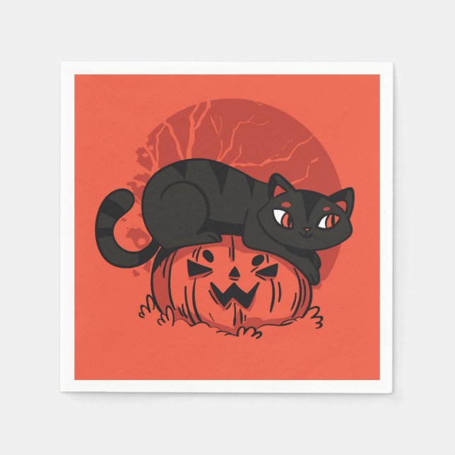 Black Cat Halloween Pappersservett (Framsidan)