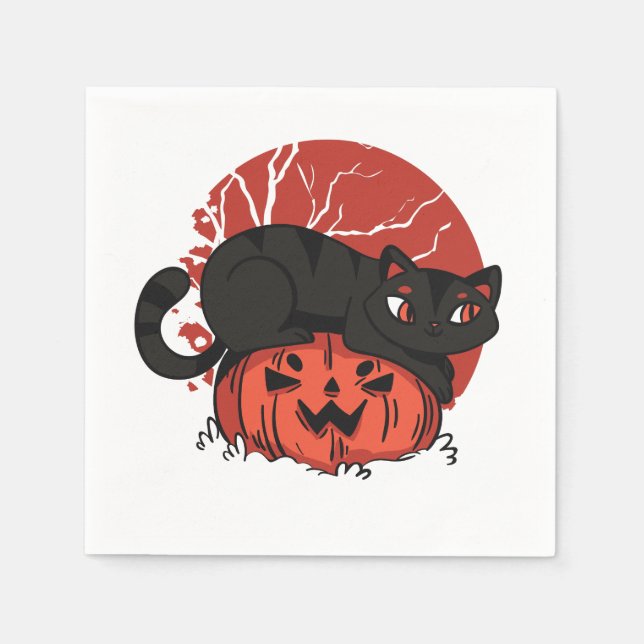 Black Cat Halloween Pappersservett (Framsidan)