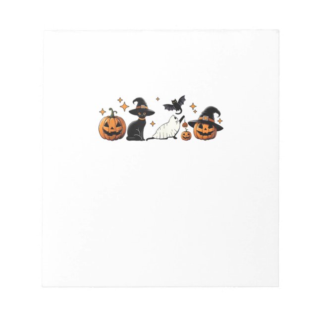 Black Cat Halloween Pumpkin Boo Ghost Witch Spooky Anteckningsblock (Framsida)