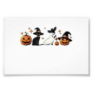 Black Cat Halloween Pumpkin Boo Ghost Witch Spooky Fototryck