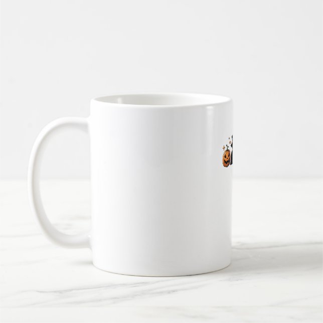 Black Cat Halloween Pumpkin Boo Ghost Witch Spooky Kaffemugg (Vänster)