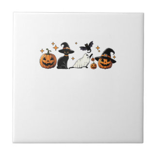Black Cat Halloween Pumpkin Boo Ghost Witch Spooky Kakelplatta