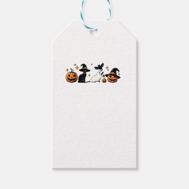 Black Cat Halloween Pumpkin Boo Ghost Witch Spooky Presentetikett (Framsidan)