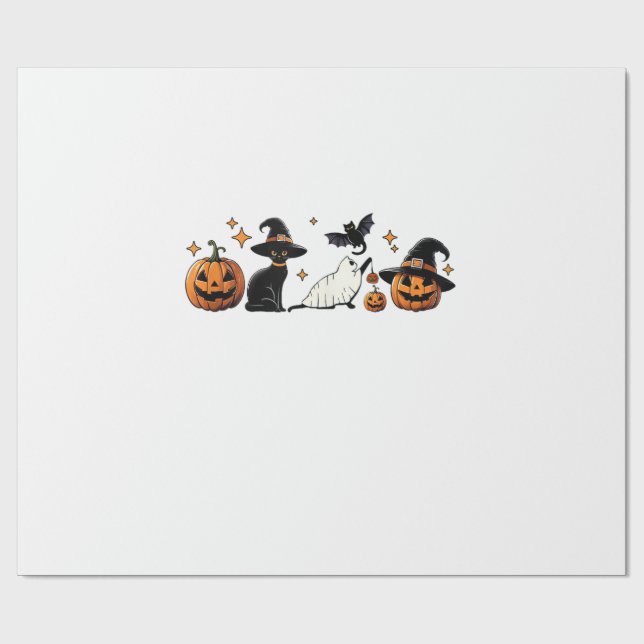 Black Cat Halloween Pumpkin Boo Ghost Witch Spooky Presentpapper (Platt)
