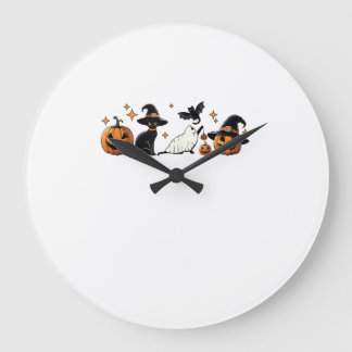 Black Cat Halloween Pumpkin Boo Ghost Witch Spooky Stor Klocka