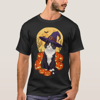 Black Cat Halloween Pumpkin Costume För manar Kvin T Shirt