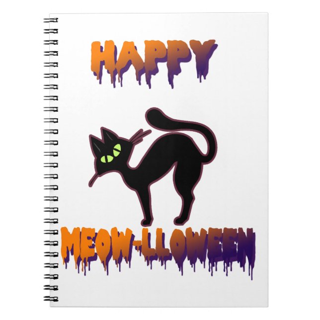 Black Cat Halloween Pumpkin Halloween Anteckningsbok (Framsidan)