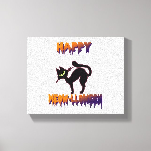 Black Cat Halloween Pumpkin Halloween Canvastryck (Framsida)