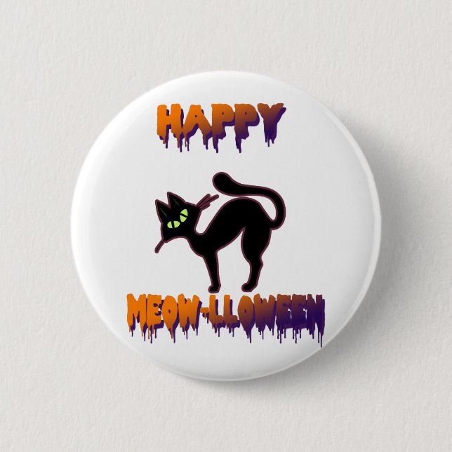 Black Cat Halloween Pumpkin Halloween Knapp (Framsida)